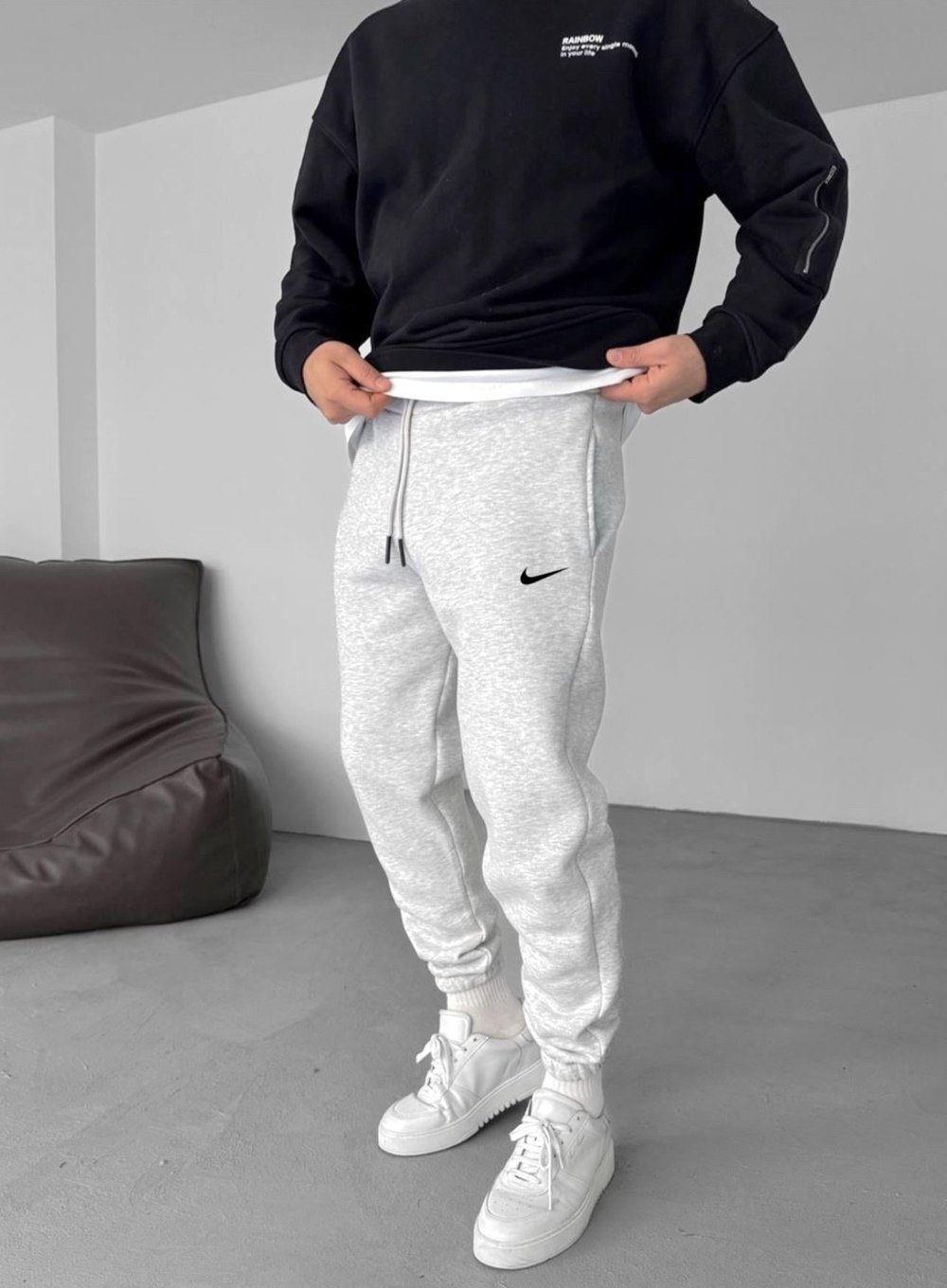 Gri Baskı Logo Nike Eşofman