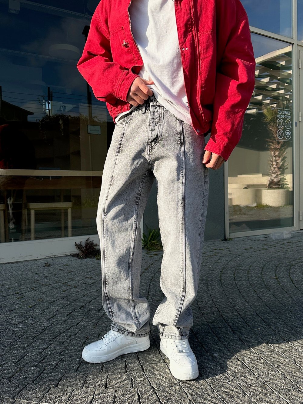 GRİ ORTA ÇİZGİ BAGGY PANTOLON