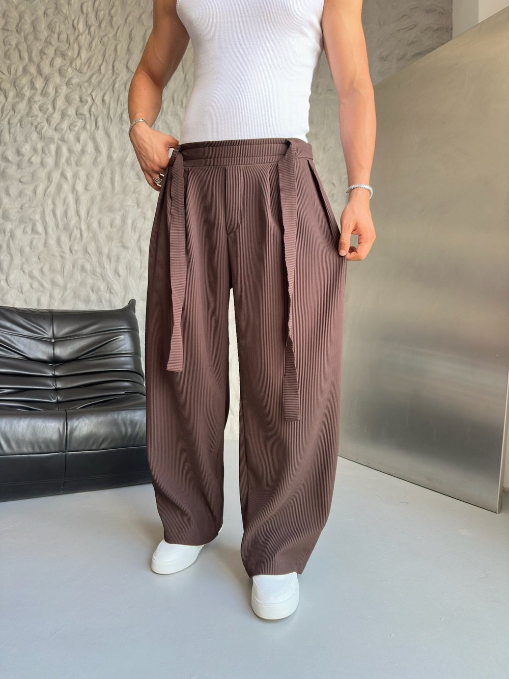 KAHVE FİTİLLİ BAGGY PANTOLON