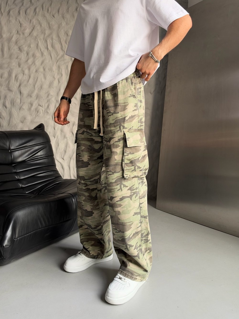 KAMUFLAJ ÇİFT  KARGO CEPLİ BAGGY PANTOLON