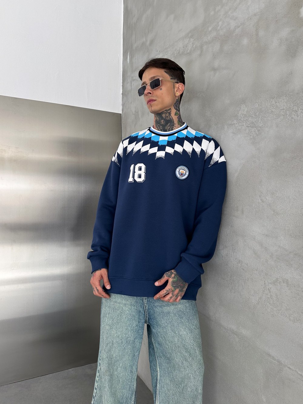 LACİVERT KARE CİTY SWEAT