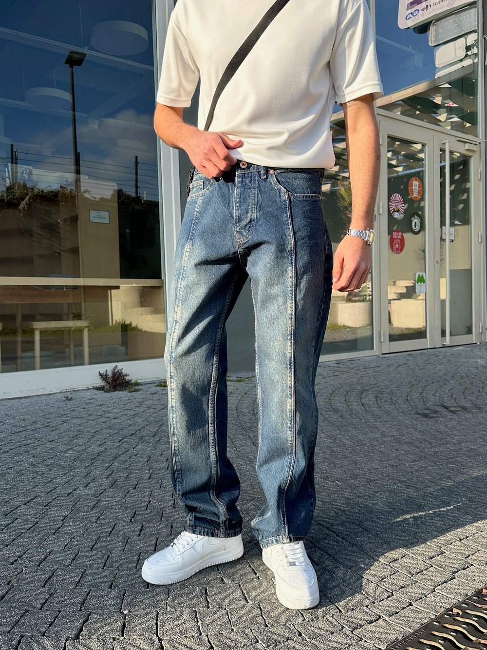 MAVİ ORTA ÇİZGİ BAGGY PANTOLON