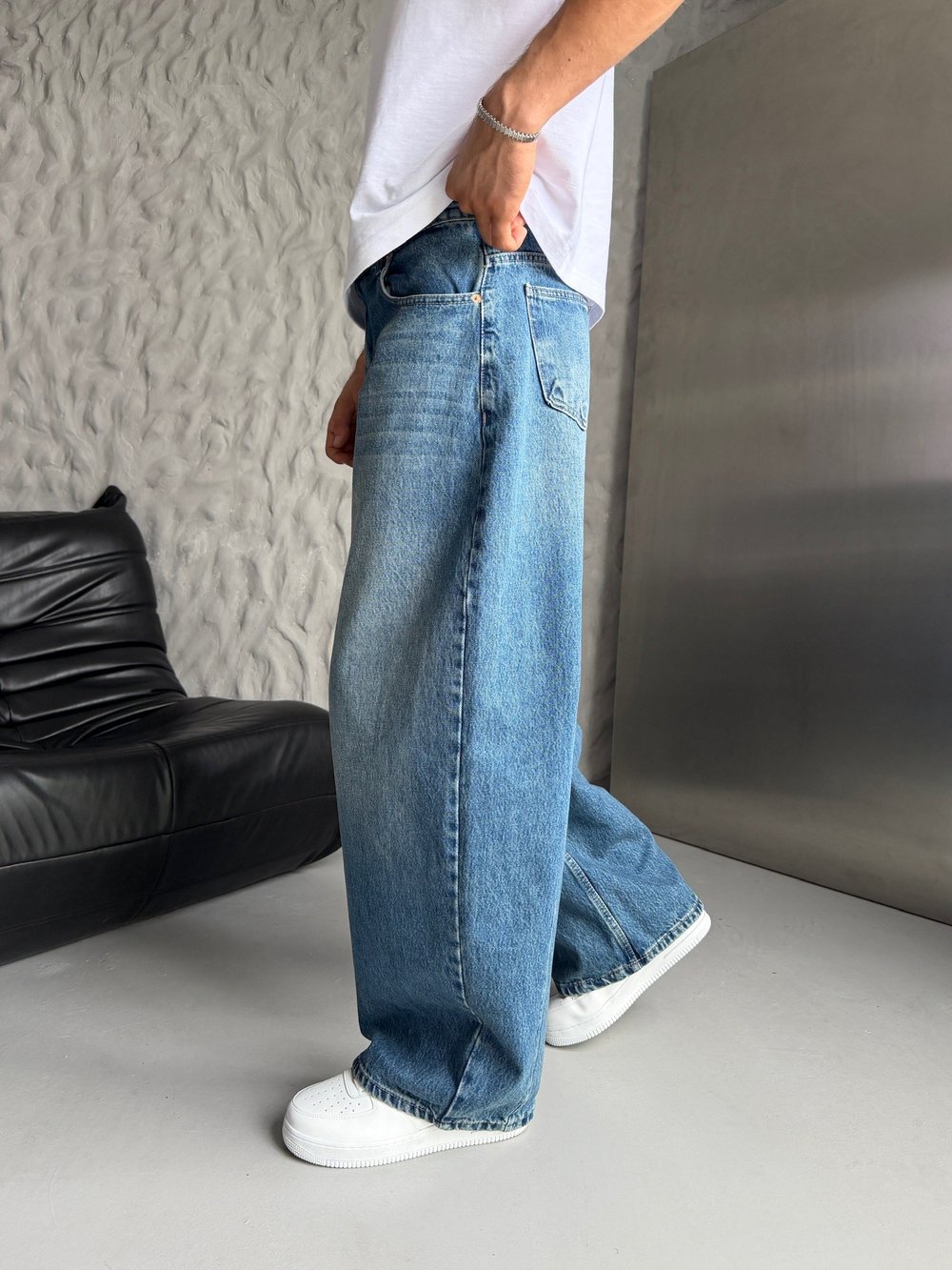 MAVİ SÜPER BAGGY KOT PANTOLON