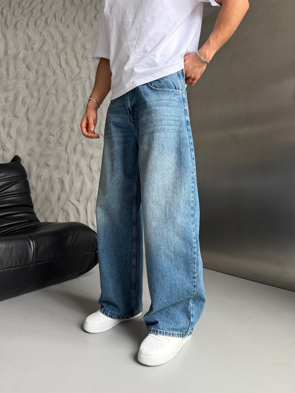 MAVİ SÜPER BAGGY KOT PANTOLON