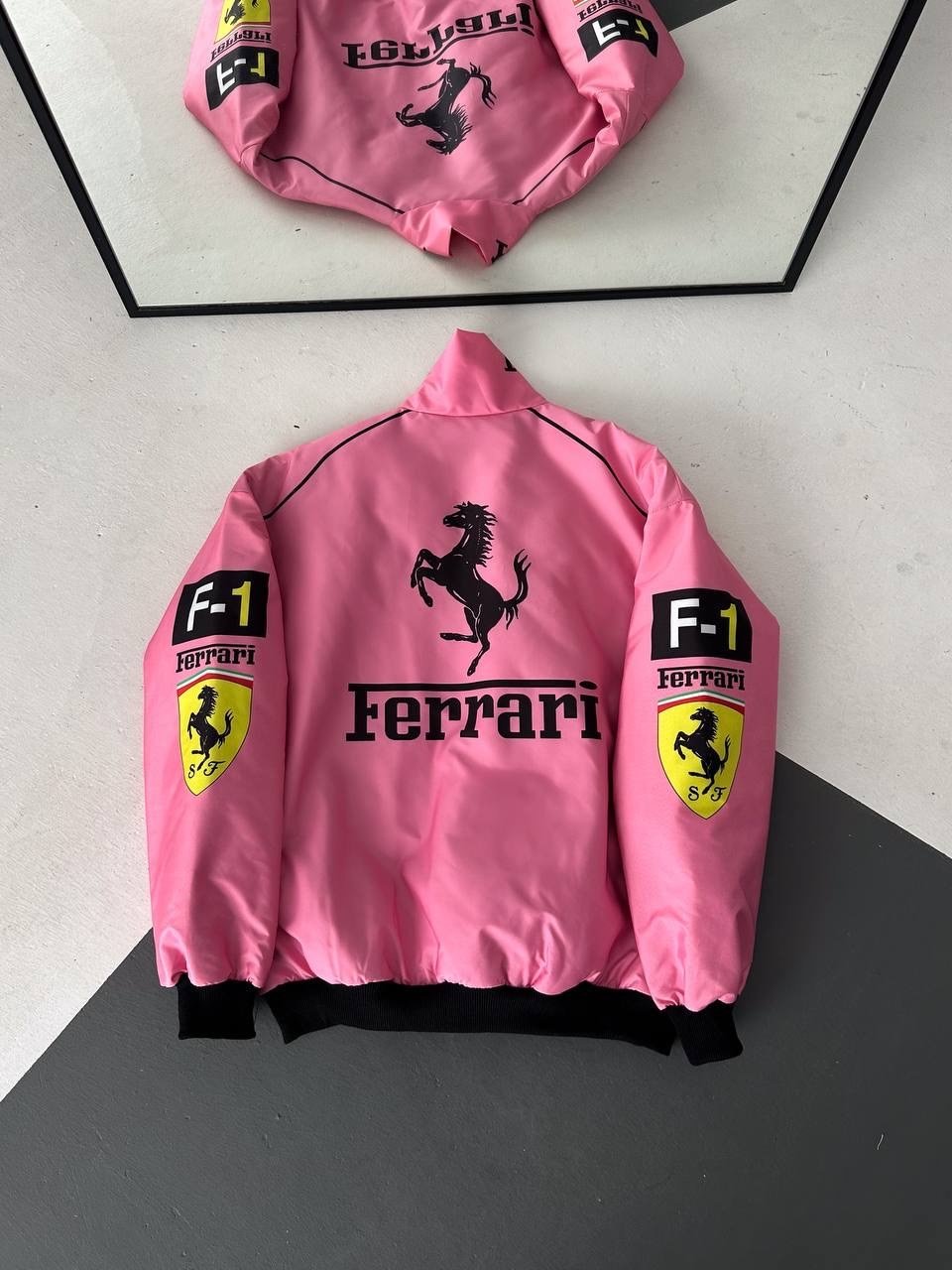 PEMBE FERRARİ BOMBER CEKET