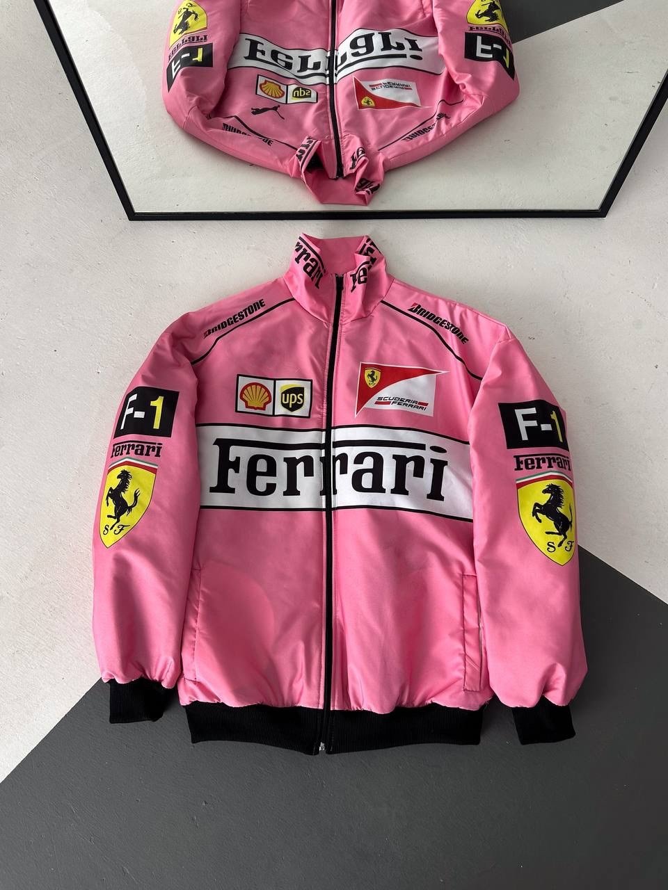 PEMBE FERRARİ BOMBER CEKET