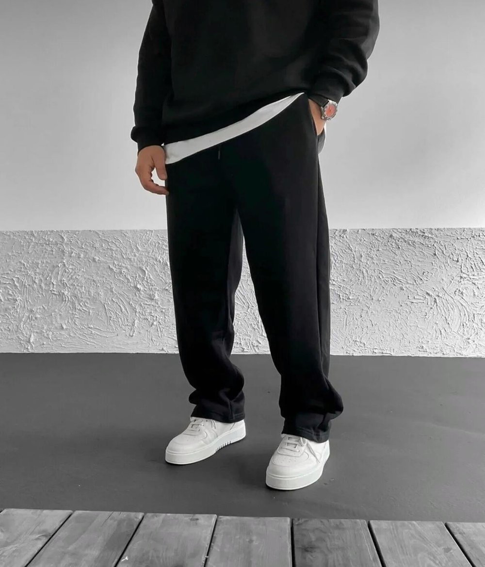Siyah Baggy Basic Eşofman