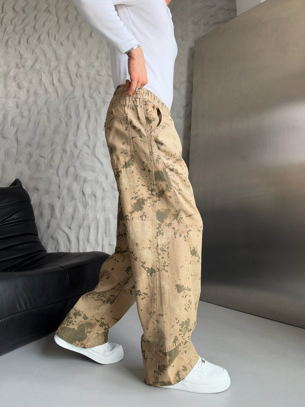 SARI KAMUFLAJ BAGGY PANTOLON