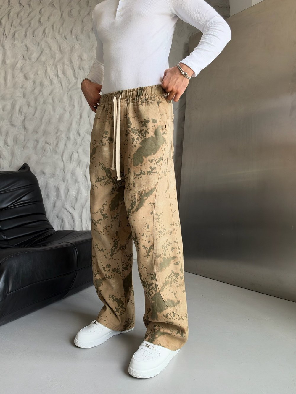 SARI KAMUFLAJ BAGGY PANTOLON