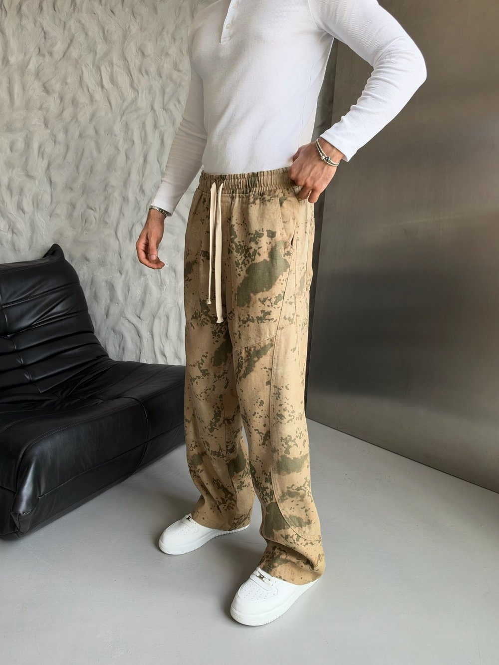 SARI KAMUFLAJ BAGGY PANTOLON