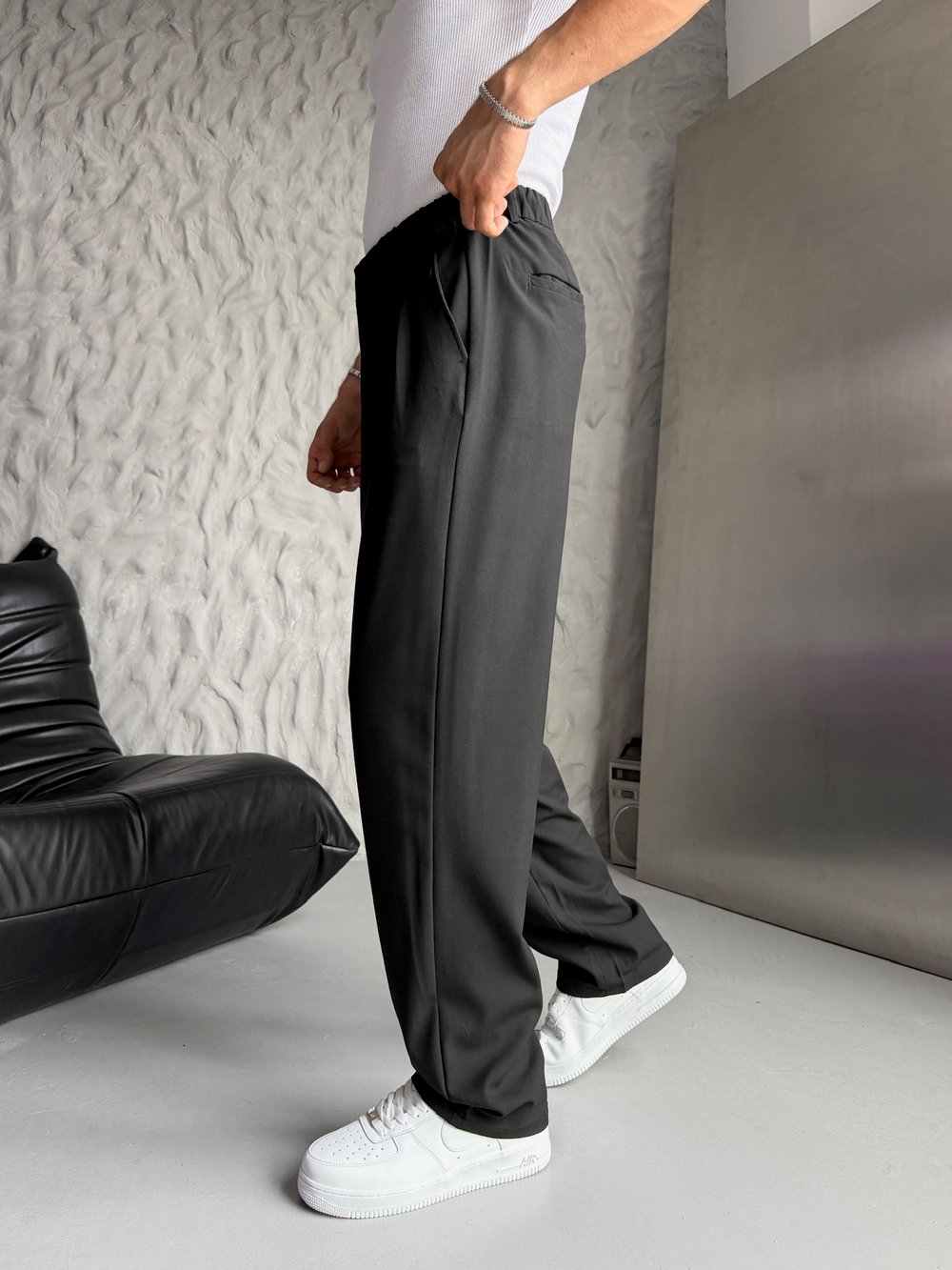 SİYAH PİLELİ BAGGY KUMAŞ PANTOLON