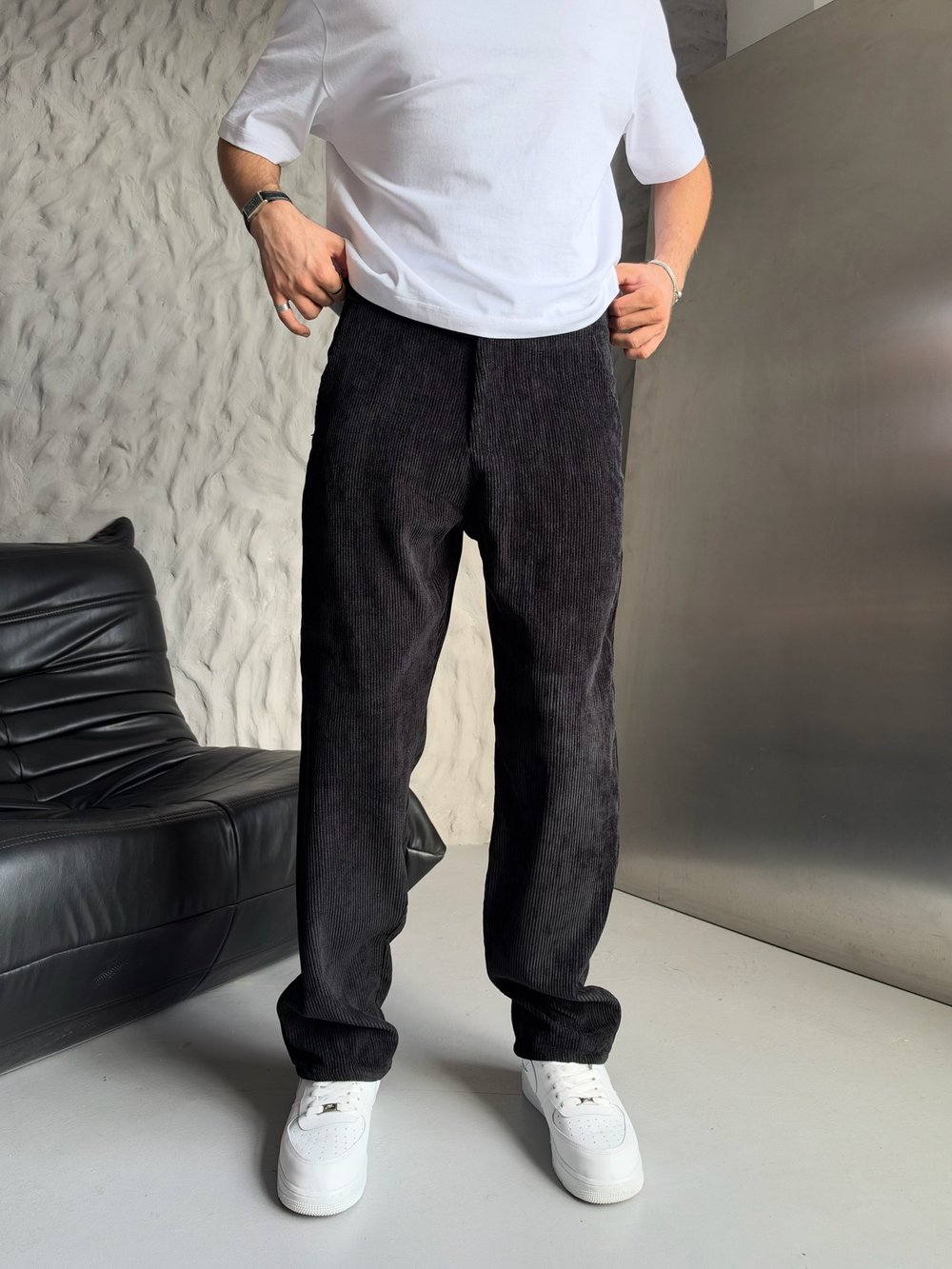 SİYAH REGULAR KALIP KADİFE PANTOLON