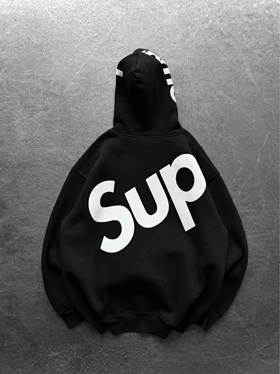 SİYAH SUPREME KAPŞONLU SWEAT