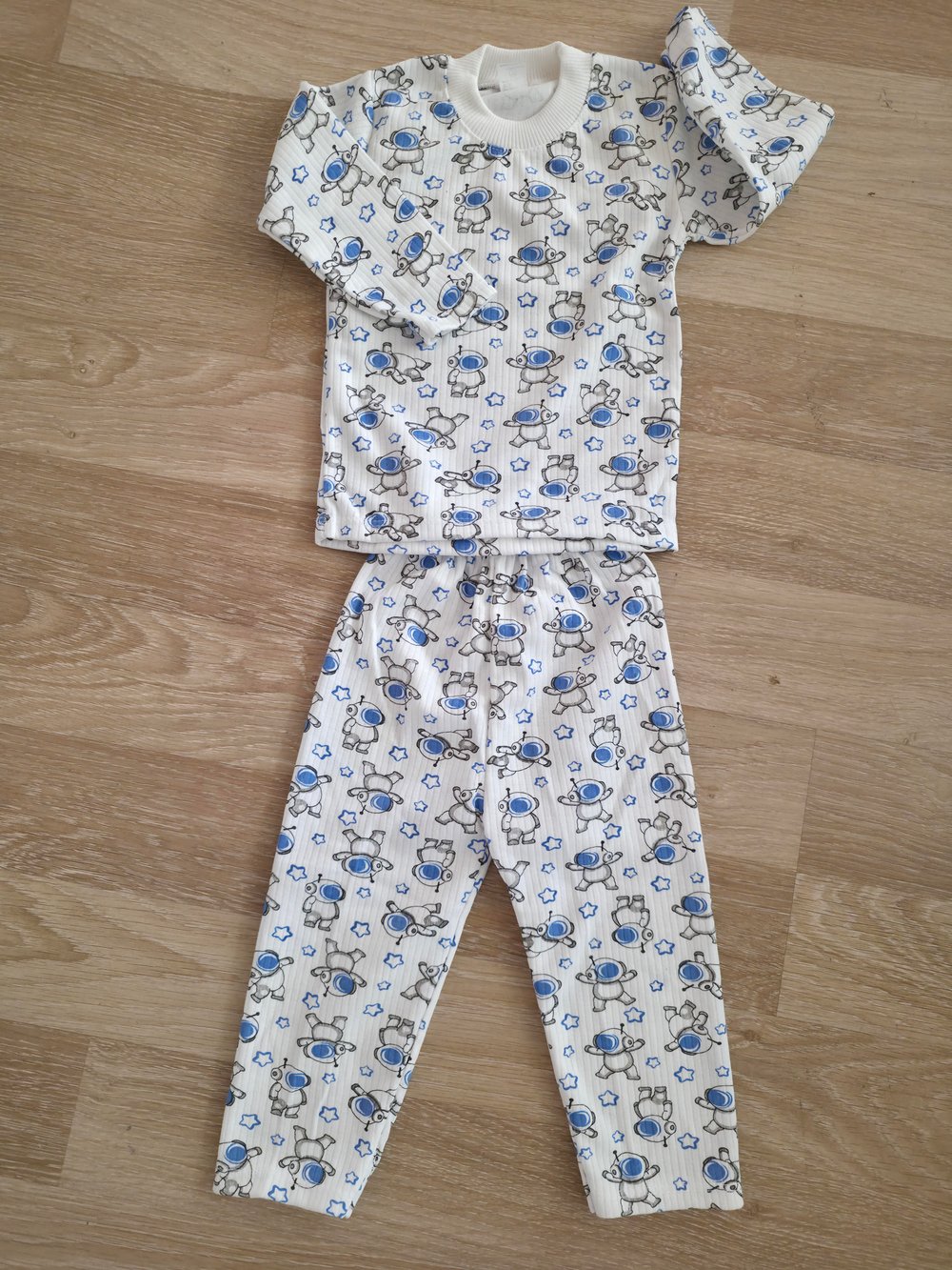 astronot baskılı pamuklu unisex bebek çocuk takımı