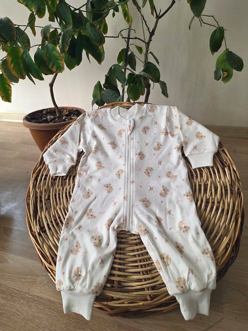 Çift Kat Zebra Fil Baskılı Bebek Uyku Tulumu