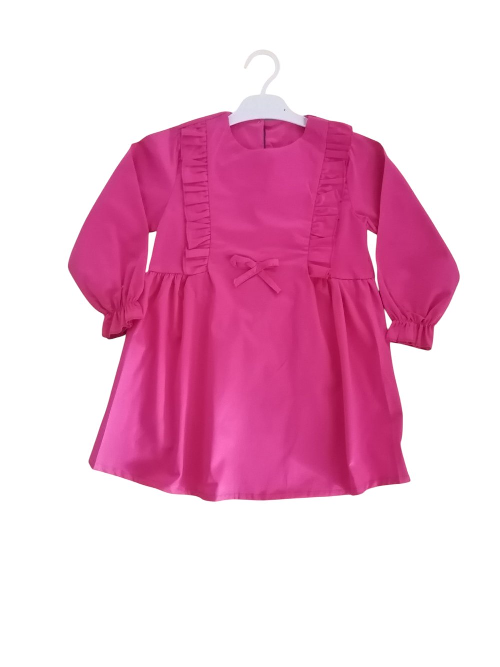 Fırfırlı Saten Elbise Şeker Pembe