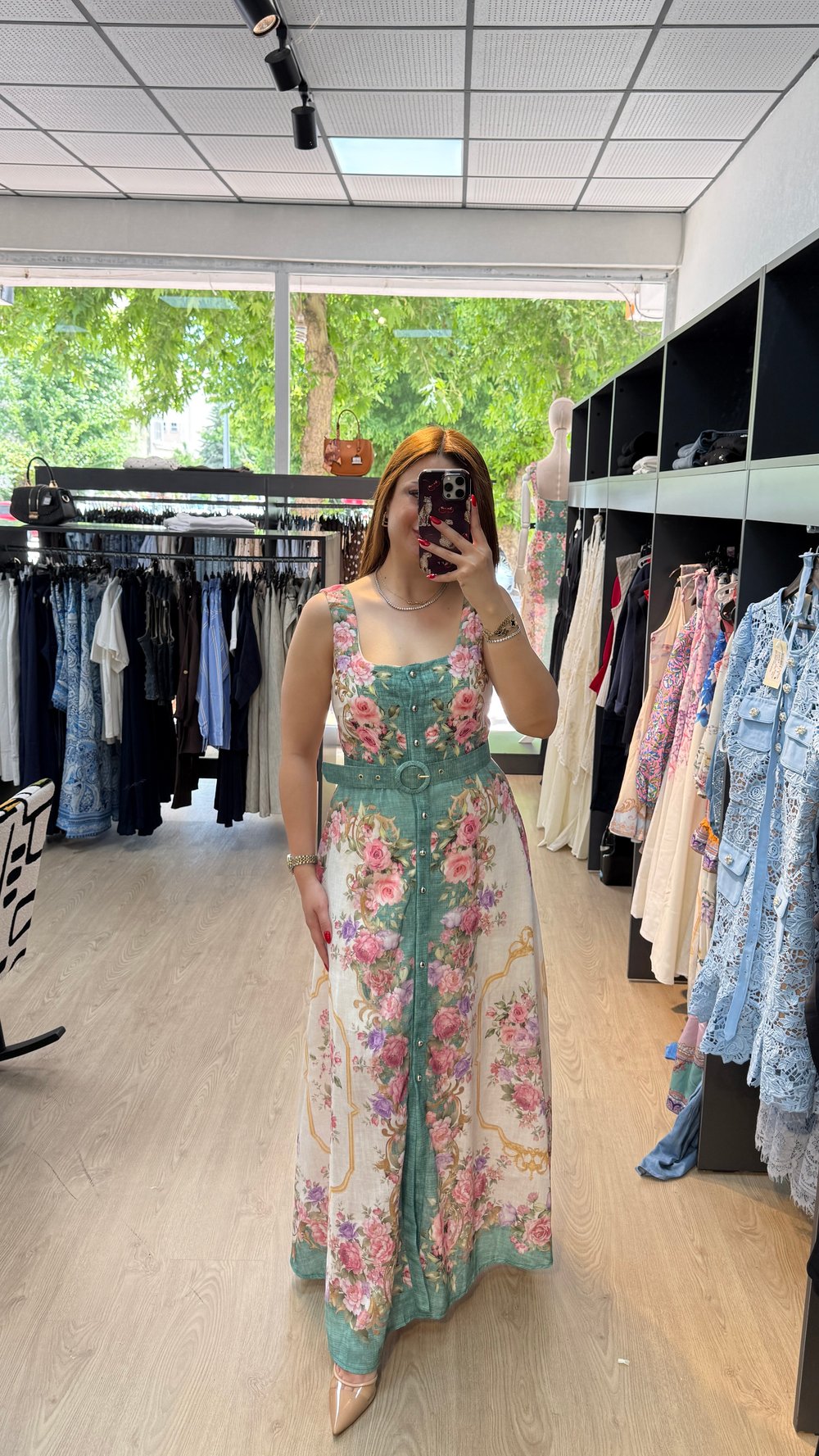Çiçek Desenli Maxi Boy Elbise