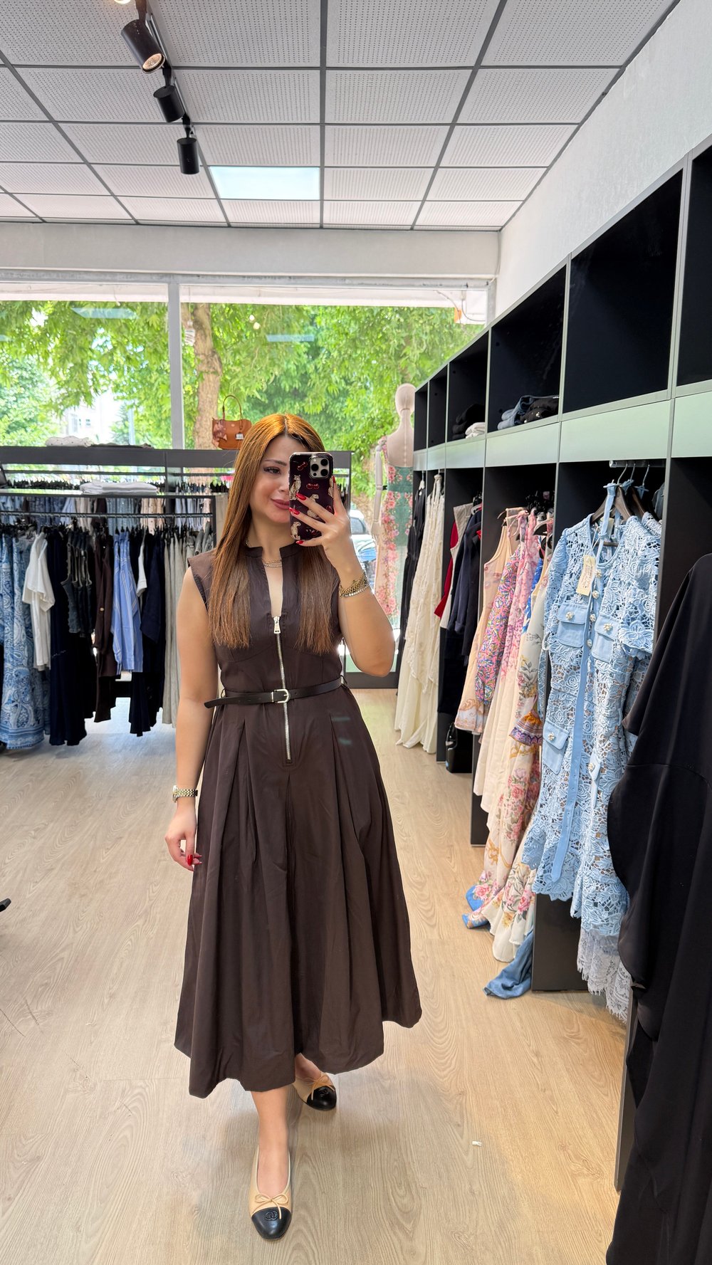 Kemerli Paraşüt Kumaş Elbise