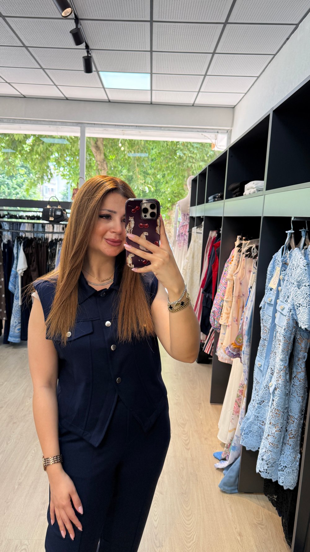 Modal Kumaş Yelekli Lacivert Takım