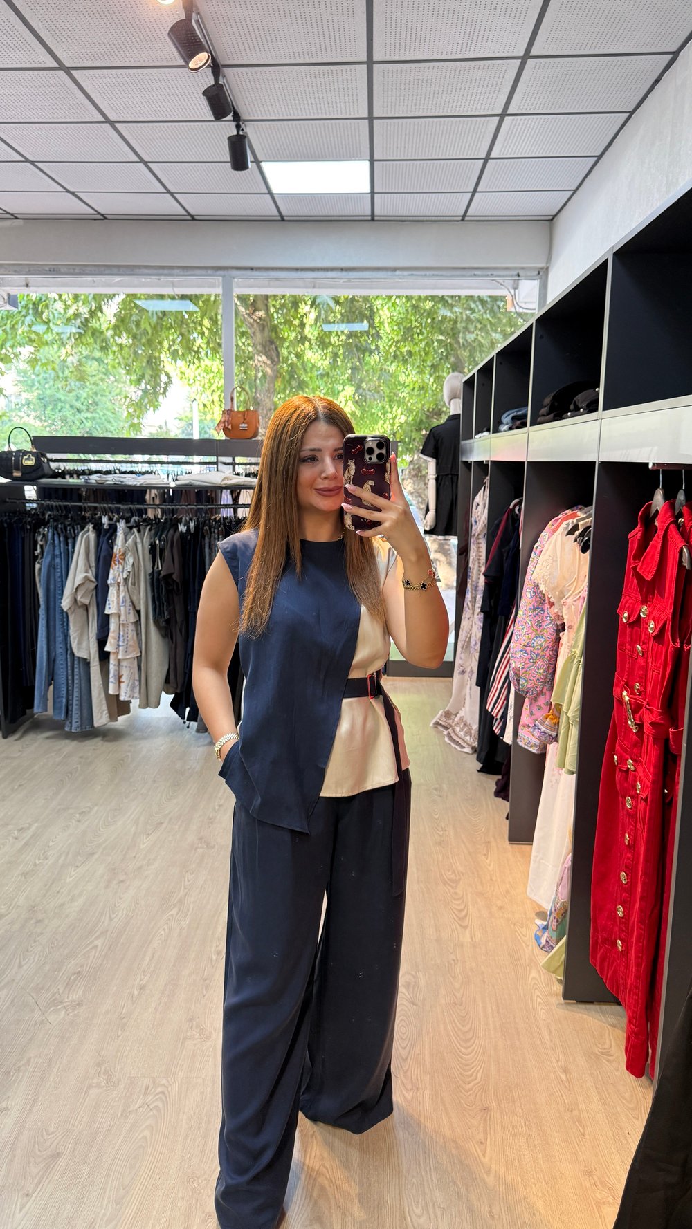 Tensel Kumaş İki Renkli Takım Lacivert