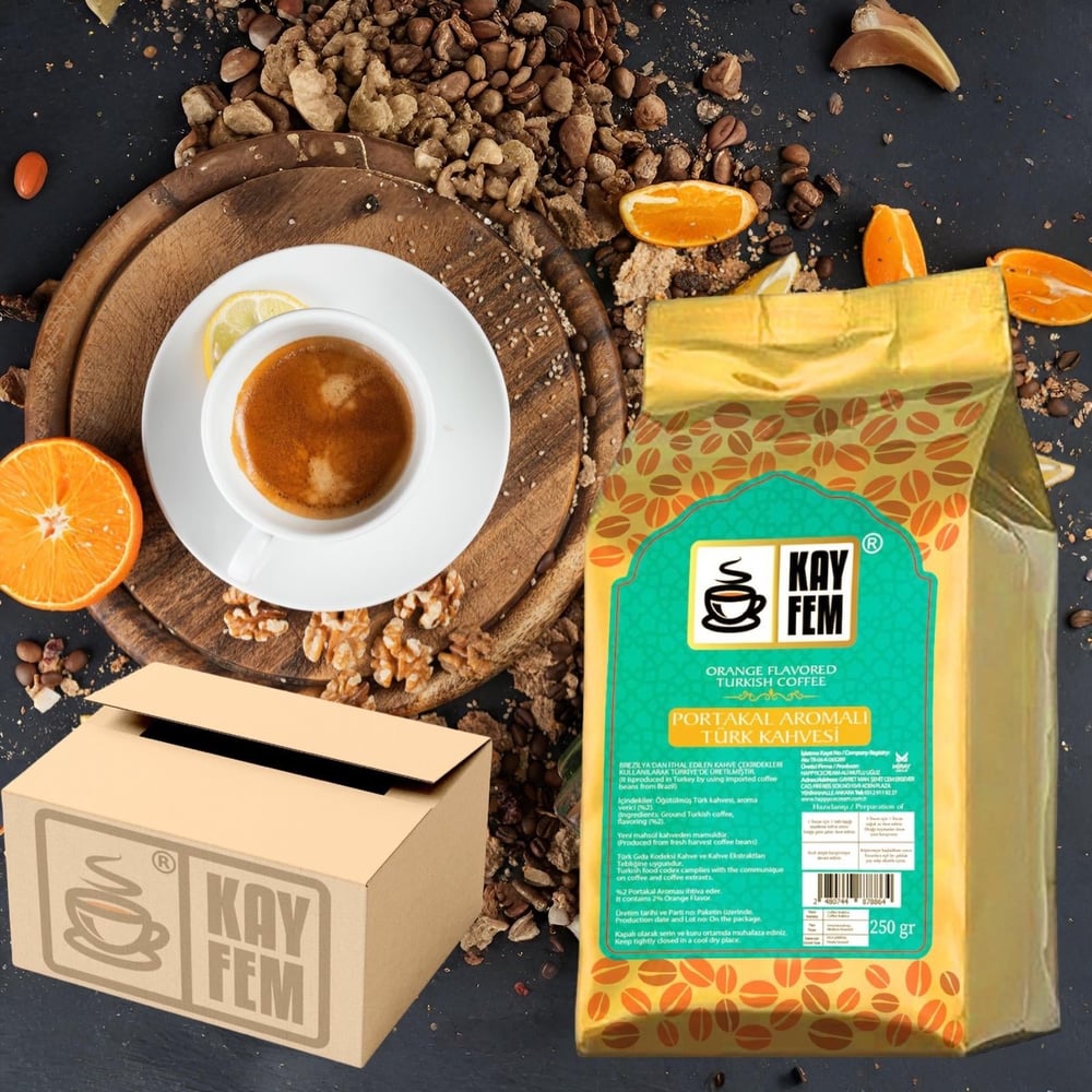 Kayfem Türk Kahvesi Portakal Aromalı 250 gr x 12'li (12 AL 10 ÖDE)
