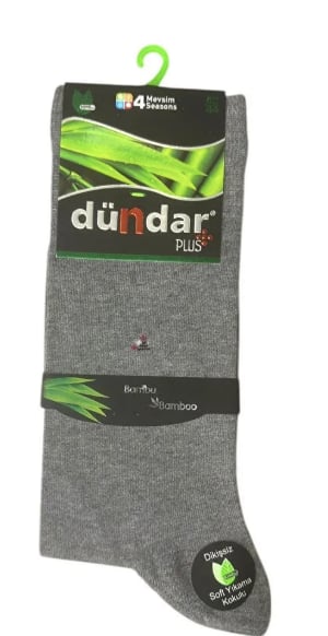 DÜNDAR BAMBU ERKEK ÇORABI DİKİŞSİZ UZUN GRİ