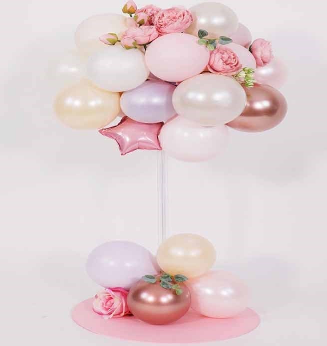 Çiçekli Pastel Balon Standı