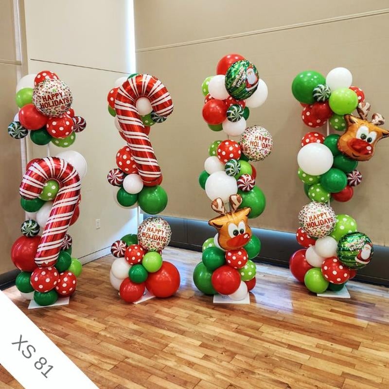 Figürlü Yılbaşı Balon Sütun Süsleme