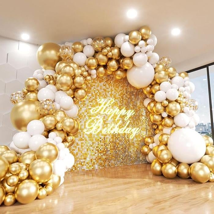 Gold Beyaz Zincir Balon Kurulum Paketi
