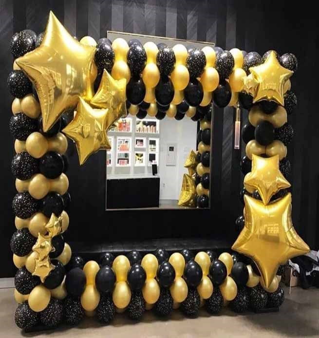 Siyah Gold Balon Kemer Arka Fon