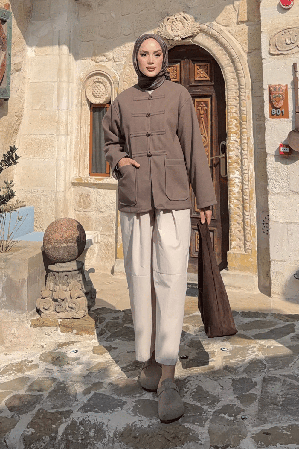 Berta Ceket - Vizon