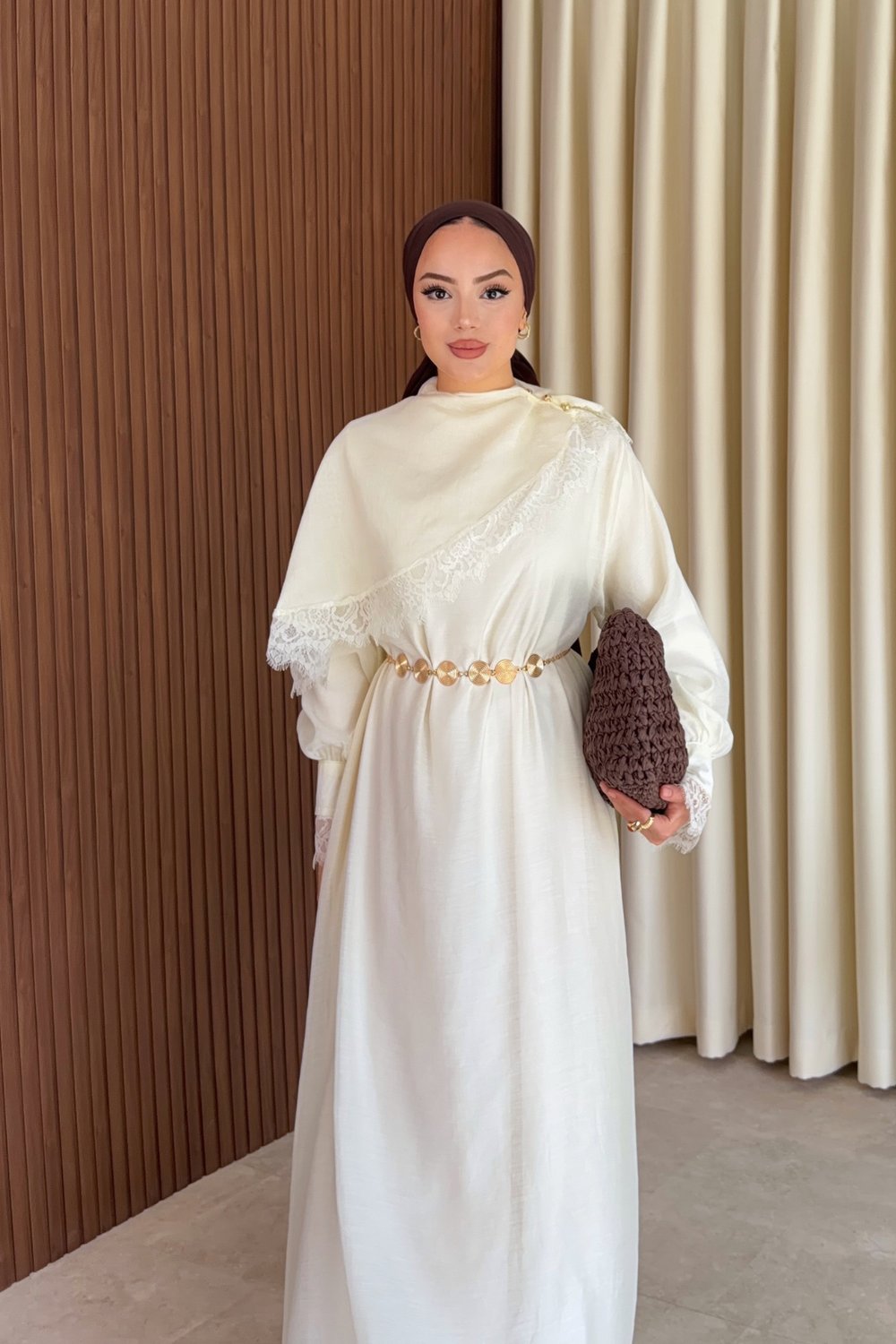 Lace Elbise - Krem
