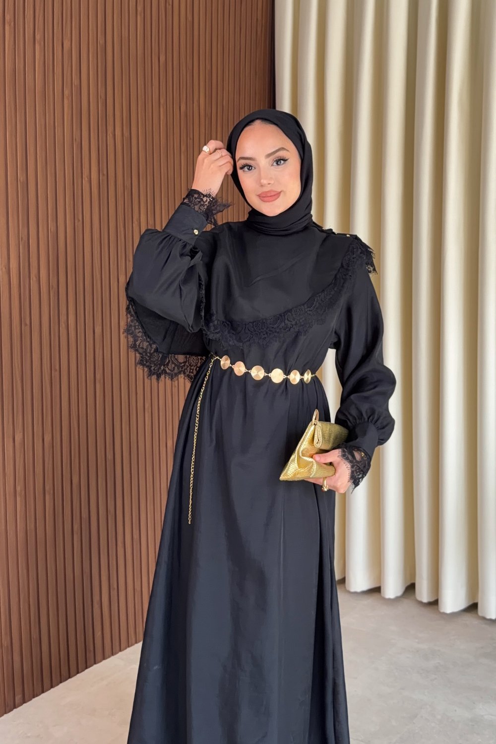 Lace Elbise - Siyah
