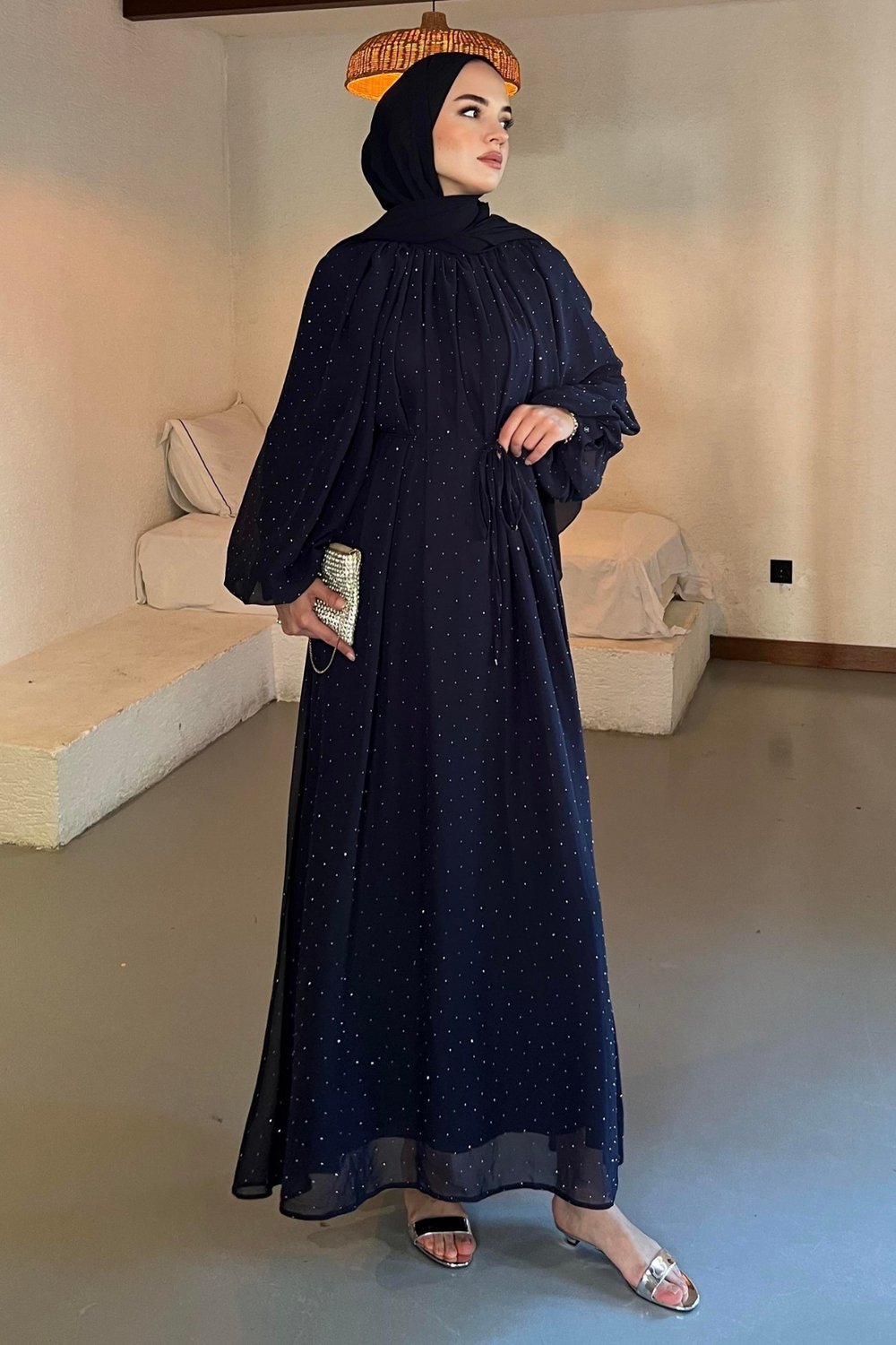 Monica Şifon Elbise - Lacivert