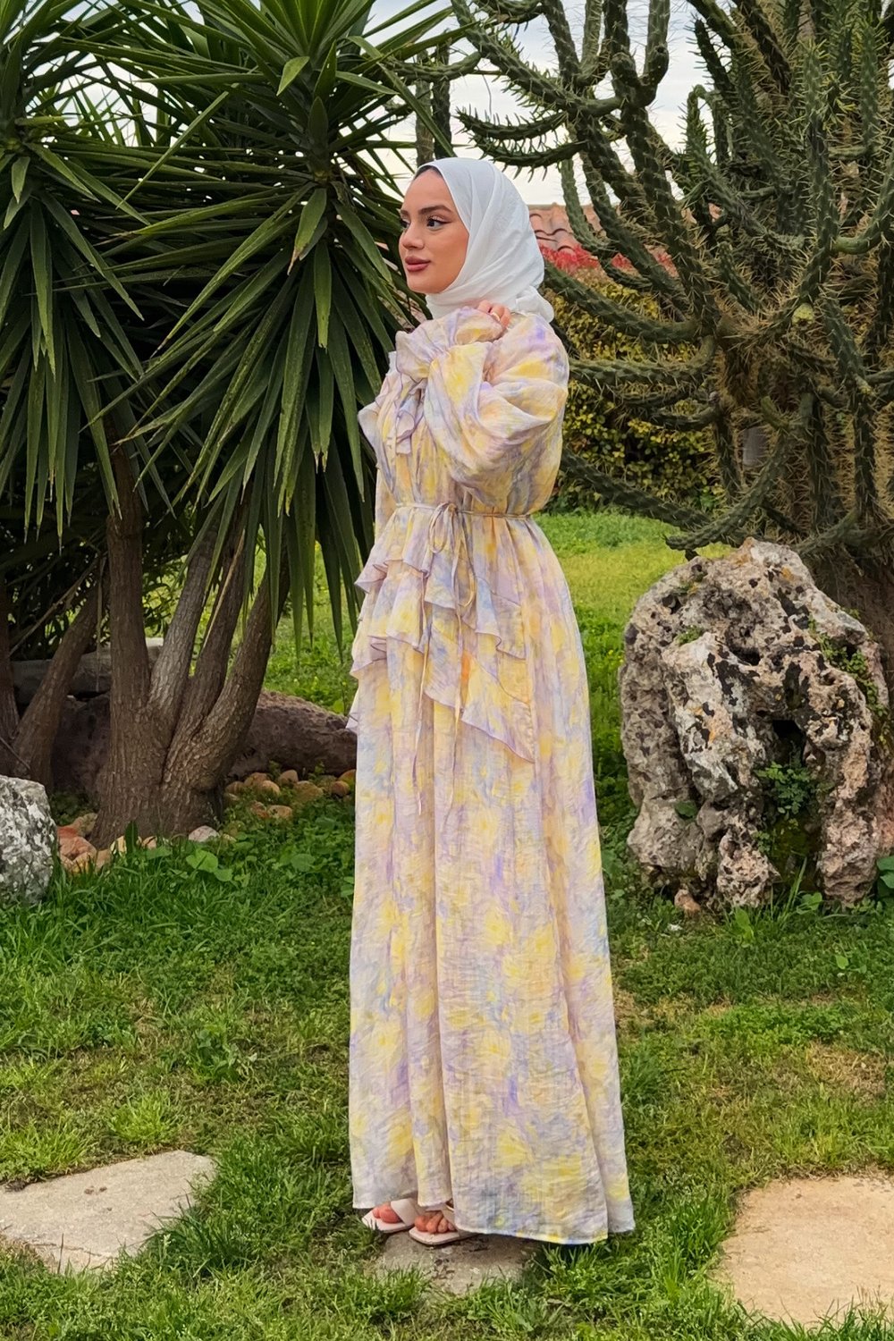 Ruffle Elbise - Lila
