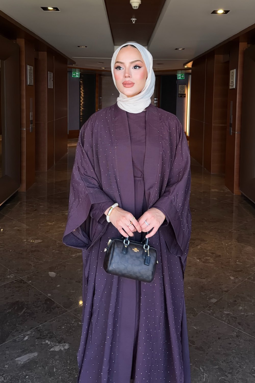 Shine Abaya Takım - Mürdüm