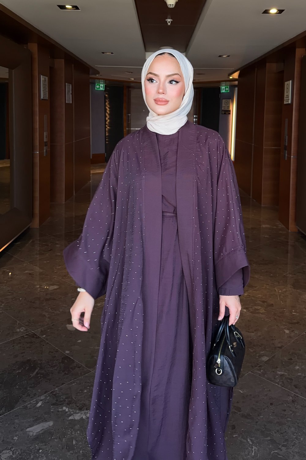 Shine Abaya Takım - Mürdüm