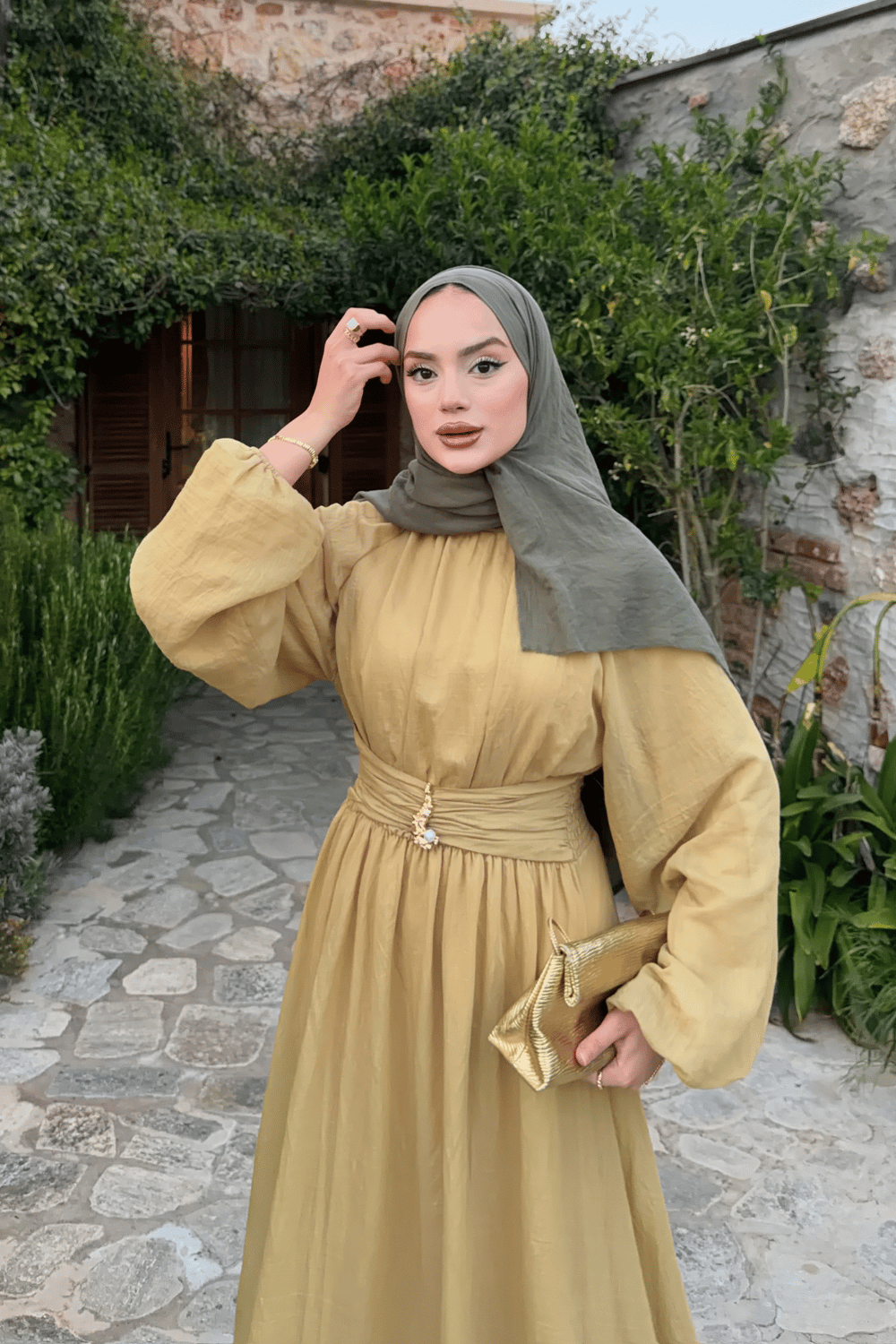 Varda Elbise - Yağ Yeşili