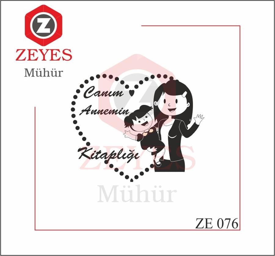 Anne Sevgisi Kalpli Çerçeveli Kitap Mührü ZE 076
