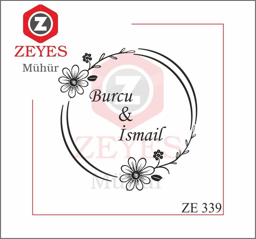 Çiçek Çerçeveli  Isim Mührü  ZE 339