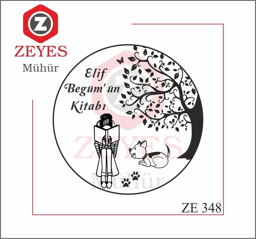Dogada Köpegiyle Kitap Okuyan Kadin  Mührü ZE 348