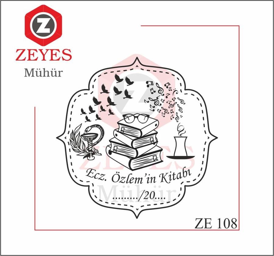 Eczaci Kitaplar Kuslar ve Çay Kitap Mührü ZE 108