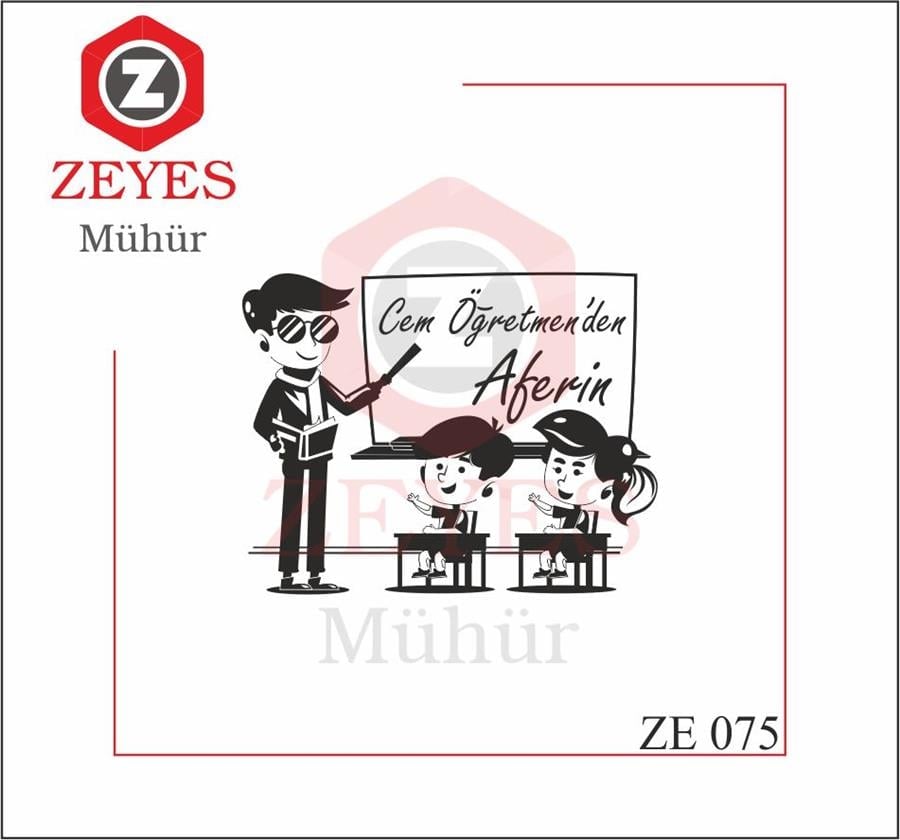 Erkek Ögretmen ve Çocuklar Ögretmen Mührü  ZE 075