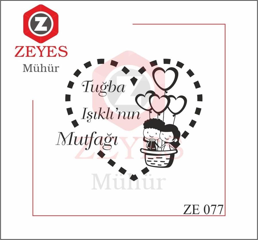 Kalpli Çerçeveli Uçan Balondaki Mutlu Çift Mührü ZE 077