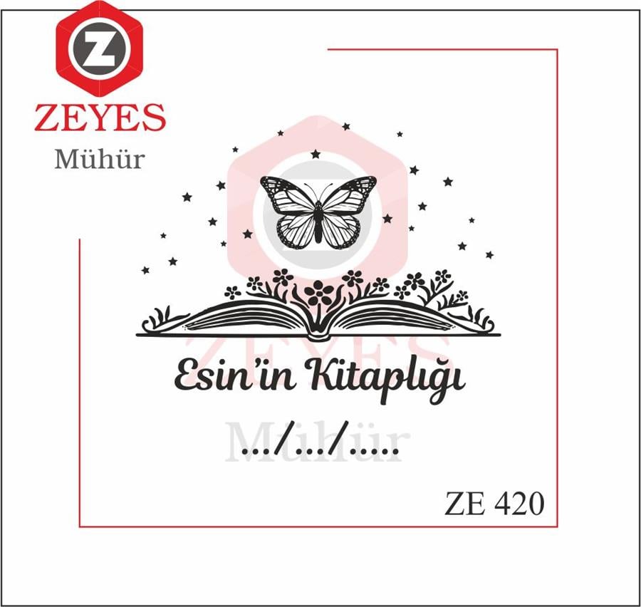 Kelebek ve Çiçekler Açmis Açik Kitap Mührü   ZE 420