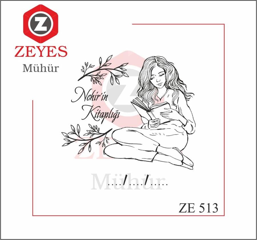 Kitap Okuyan Kadin Kitap Mührü   ZE 513