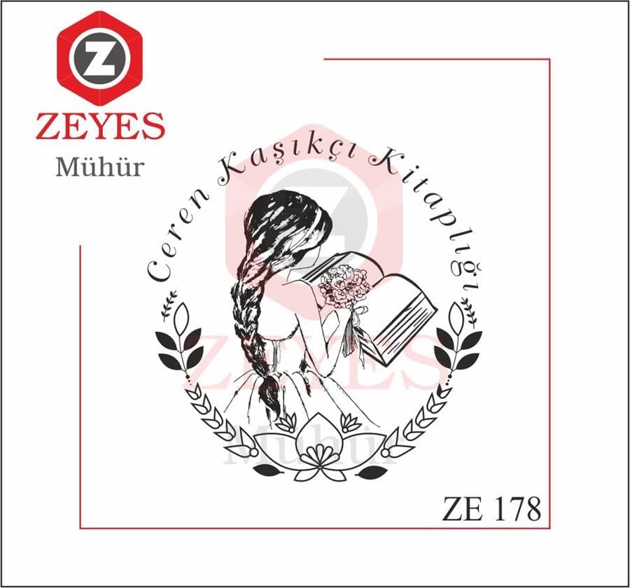 Kitap Okuyan Örgü Saçli Kadin Kitap Mührü ZE 178