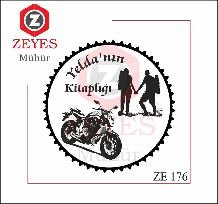 Motosiklet Gezgin Çift  Kitap Mührü ZE 176