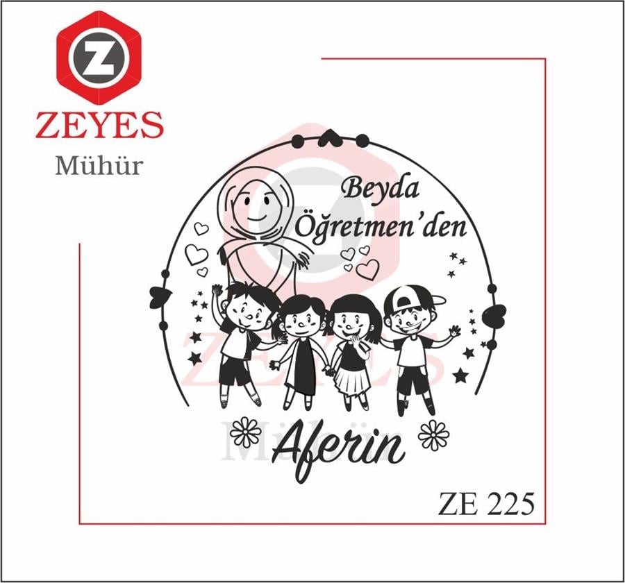 Neseli Çocuklar Tesettürlü Ögretmen Aferin Mührü  ZE 225