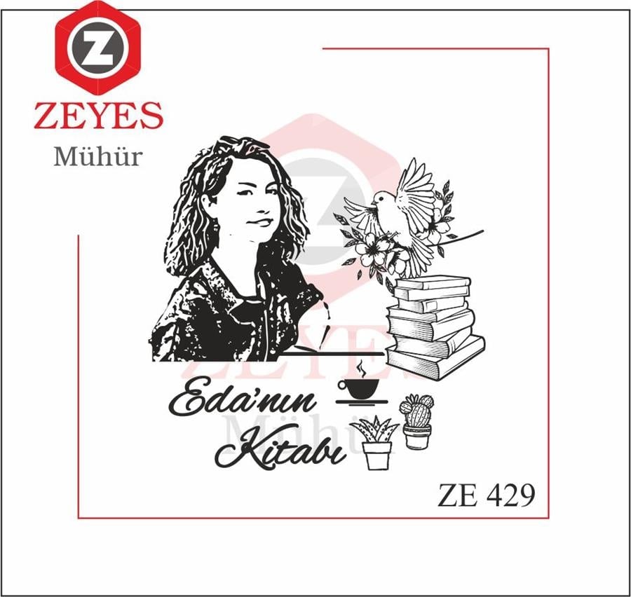 Portre - Kus ve Çiçekli Kitap Mührü   ZE 429